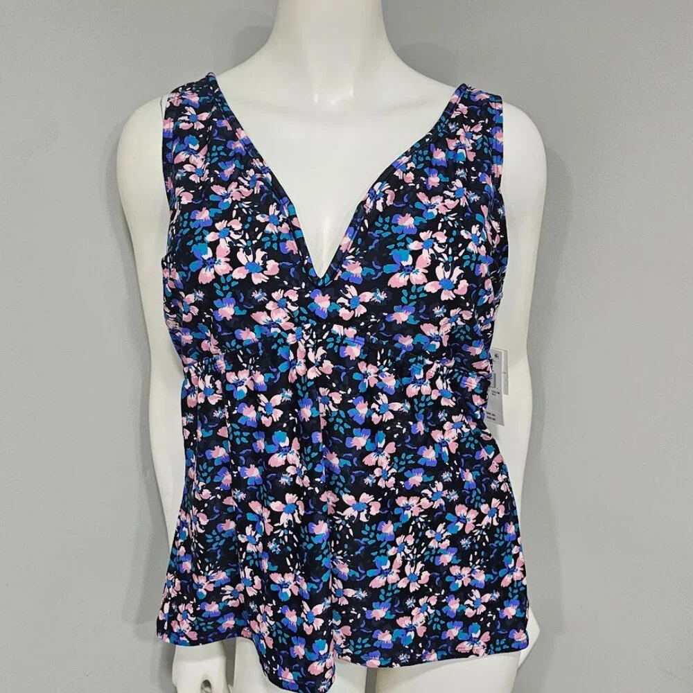 Raisins Curve Trendy Plus Size Tanzania Floral Tankini Top - Picture 2 of 8